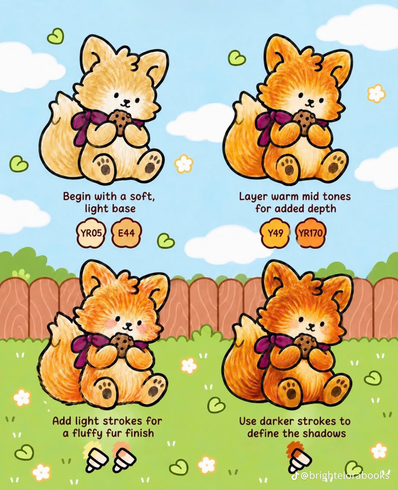 Step 3 (Fox/Squirrel Fur): Chú Cáo Cam Ôm Bánh Quy